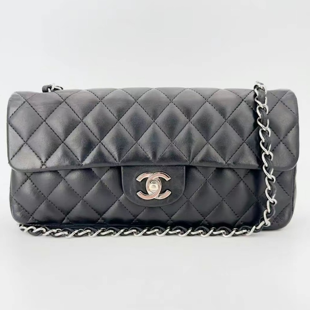 Chanel Black Quilted Leather East/West Chain Bag